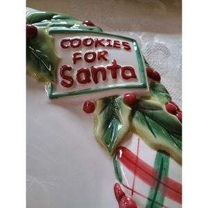 Vintage Fitz And Floyd 10 1/2" Plaid Christmas Plate Cookies for Santa Nostalgia